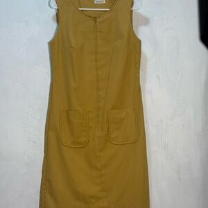 Vtg Lady Arrow Yellow Sheath Sleeveless Dress Sz S